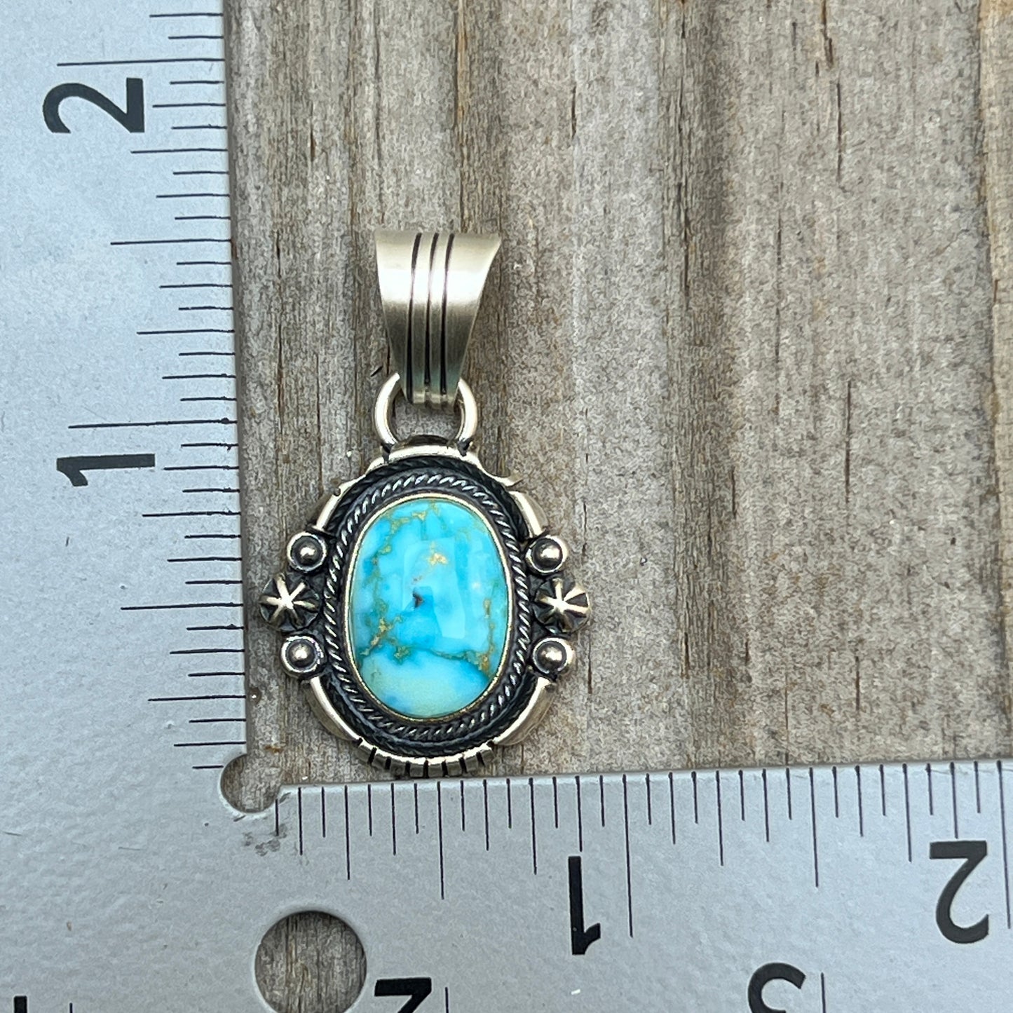 Kingman Turquoise pendant sterling silver Marita Benally Navajo 748