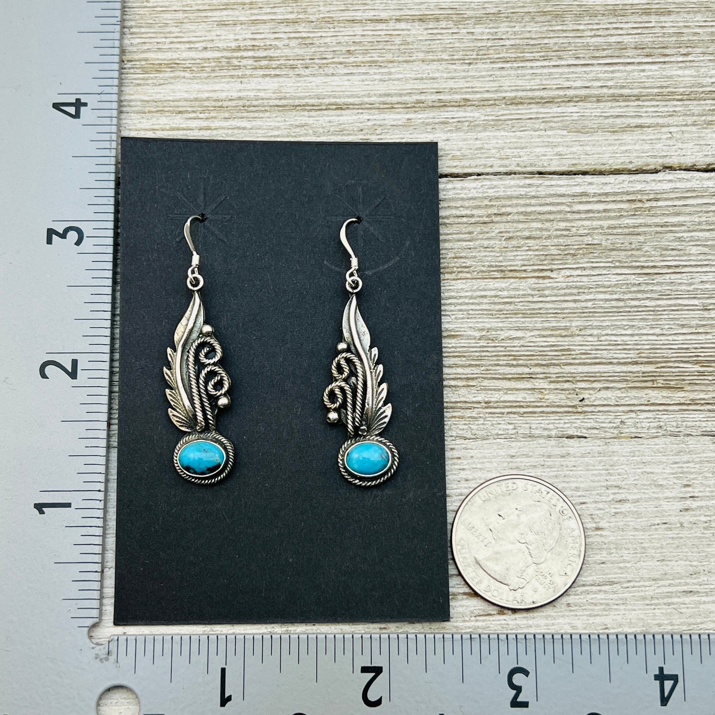 Turquoise  earrings sterling silver Genevieve Francisco Navajo handmade ER33