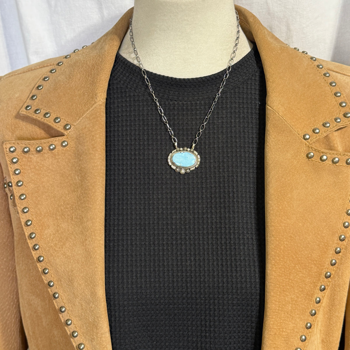 Golden Hills turquoise station necklace Sterling Silver Navajo Samuel Yellowhair NK31