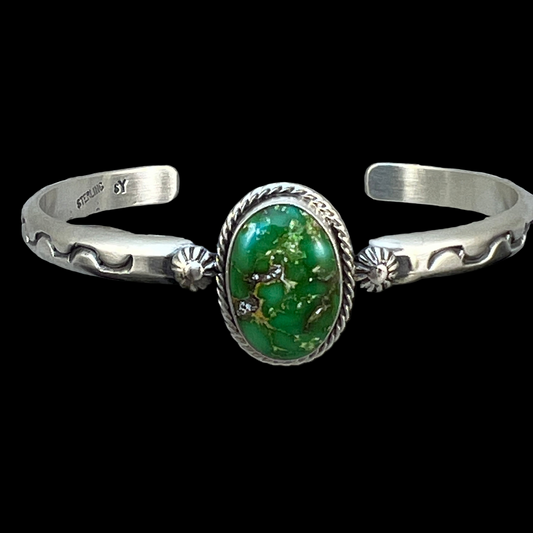 6 1/2" Sonoran Gold Turquoise Cuff Bracelet Navajo Samuel Yellowhair 466