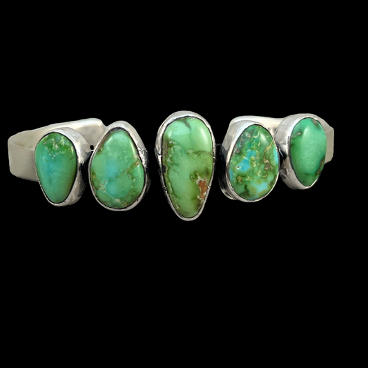 6 1/4" Sonoran Gold Turquoise Cuff Bracelet Sterling silver Navajo Tom Lewis 366 boho