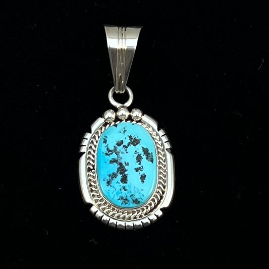 Sleeping Beauty Turquoise Pendant Navajo Samuel Yellowhair sterling silver