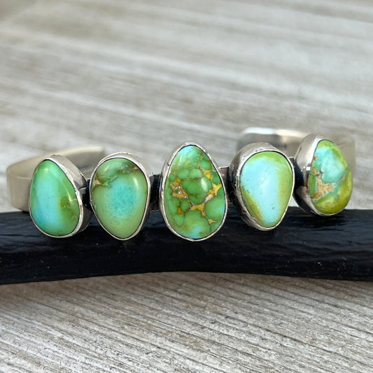 6 1/4" Sonoran Gold Turquoise Cuff Bracelet Sterling silver Navajo Tom Lewis boho