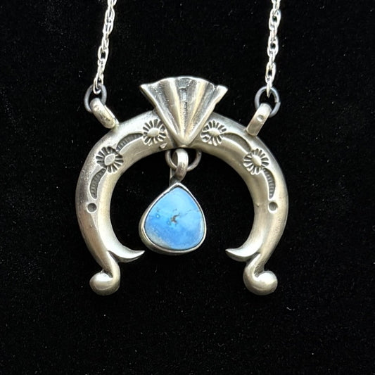 19” Golden Hills Turquoise Naja Necklace Sterling Silver Gary Shorty NK47