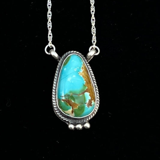 18 1/2" Sonoran Gold Turquoise Sterling silver Necklace Navajo handmade Sharon McCarthy