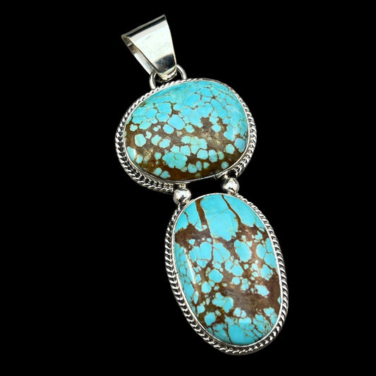 Natural #8 turquoise pendant Burt Francisco Sterling Silver Navajo Handmade 571