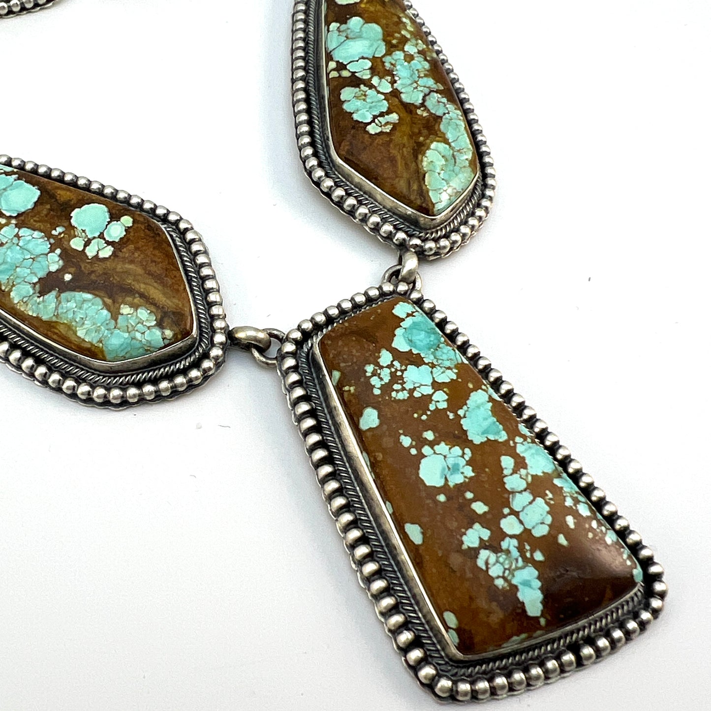 #8 Turquoise Station Necklace Earrings Set Sterling Silver Navajo Darrin Livingston 642