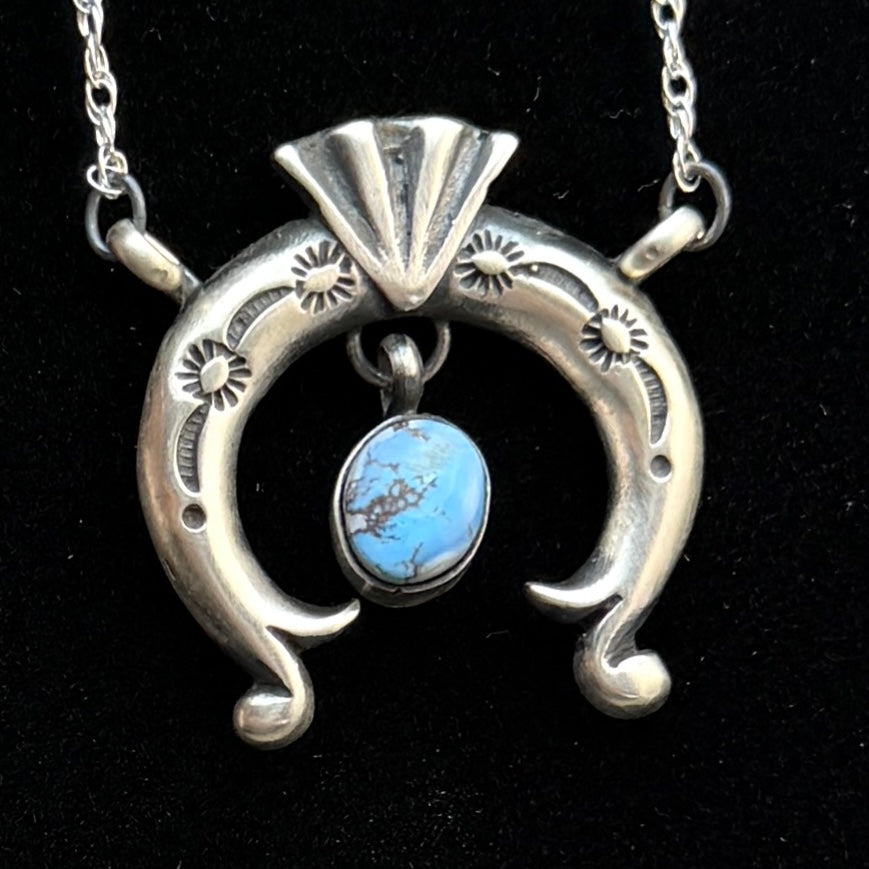 19" Golden Hills Turquoise Naja Necklace Sterling Silver Gary Shorty NK45