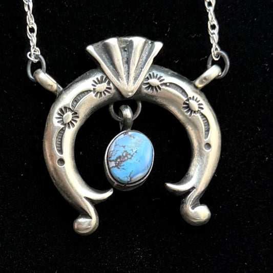 19" Golden Hills Turquoise Naja Necklace Sterling Silver Gary Shorty NK45
