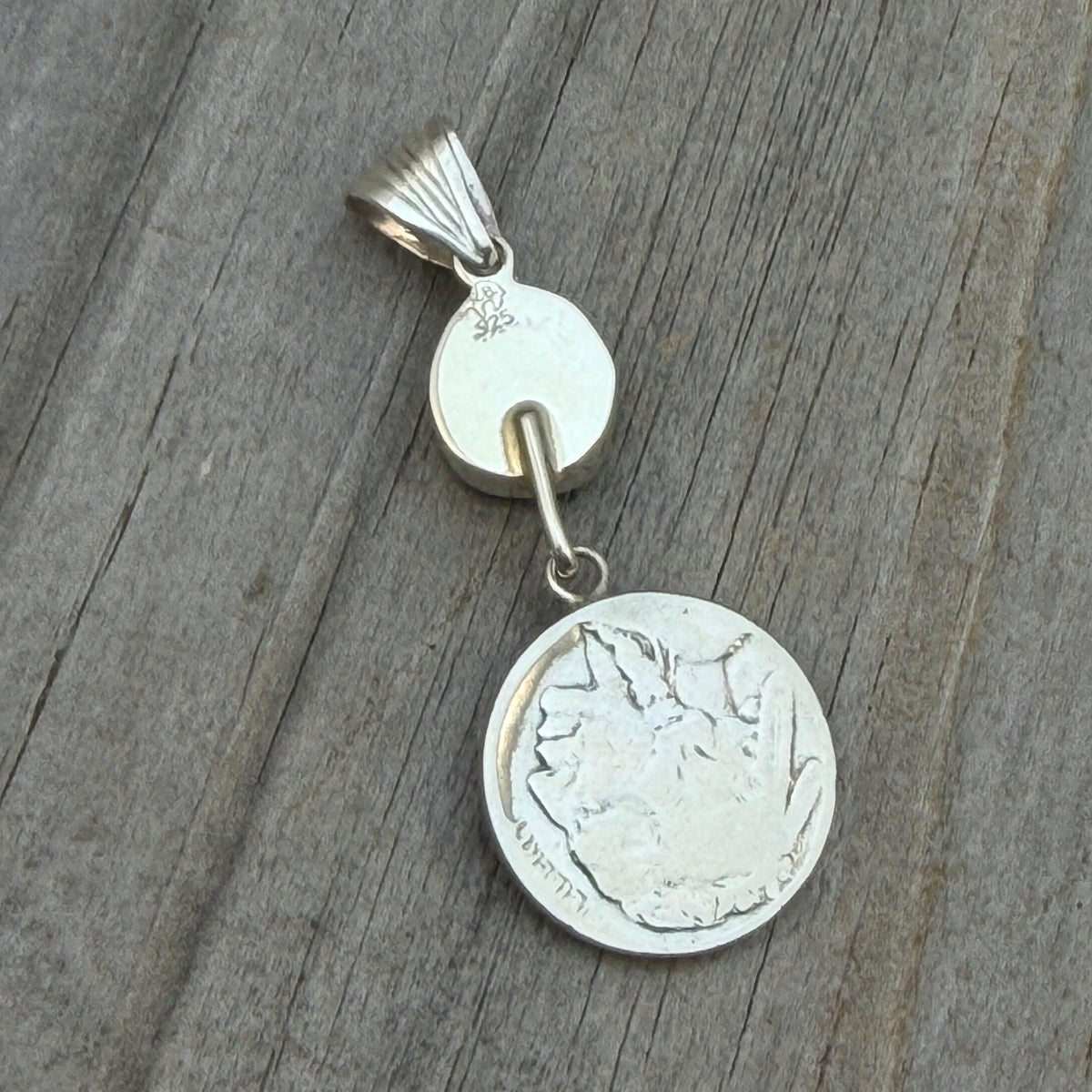 Buffalo nickel coin turquoise pendant Sharon McCarthy Navajo PD3