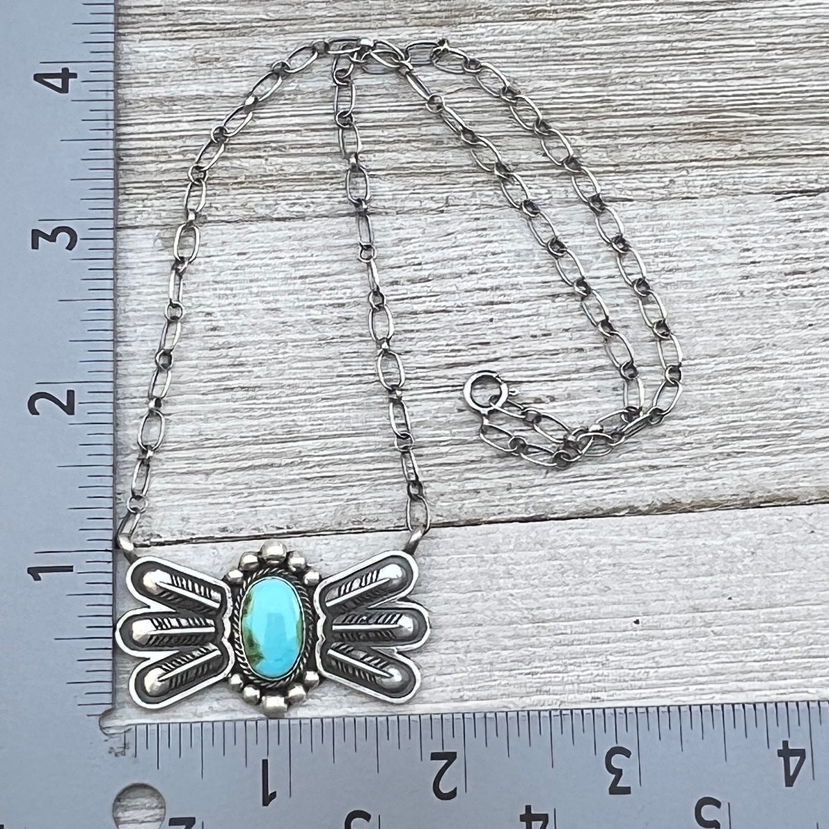 17 1/2"Sonoran Turquoise Necklace Feather sterling silver Navajo Verley Betone boho 9