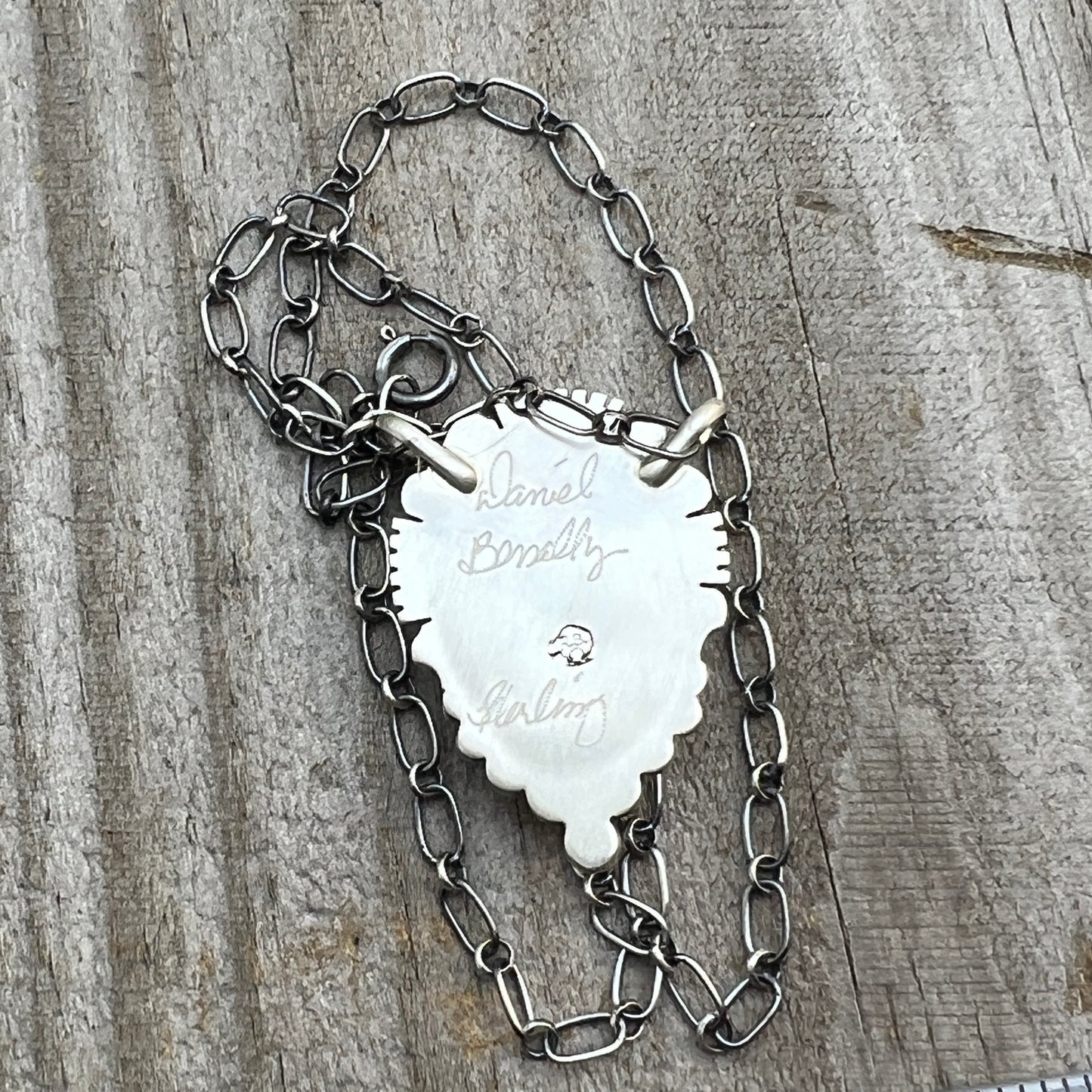 18" Kingman Spiderweb Turquoise Necklace Sterling silver Navajo Daniel Benally 600