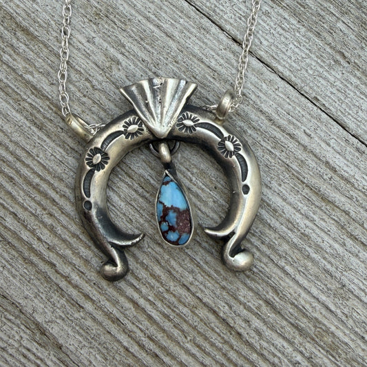 18" Golden Hills Turquoise Naja Necklace Sterling Silver Gary Shorty NK46