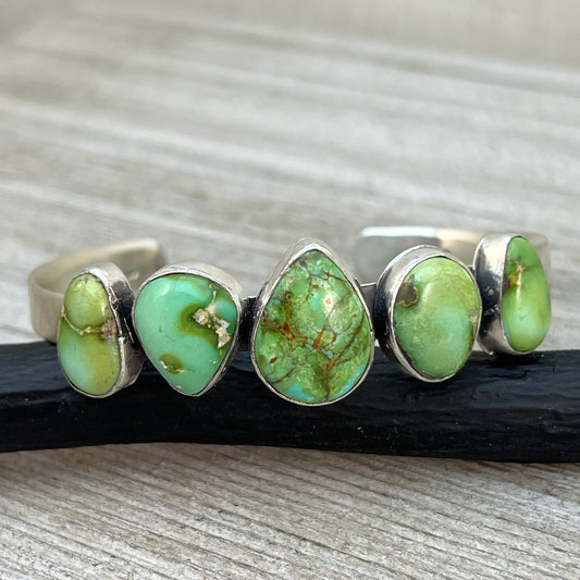 6 1/4" Sonoran Gold Turquoise Cuff Bracelet Sterling silver Navajo Tom Lewis boho