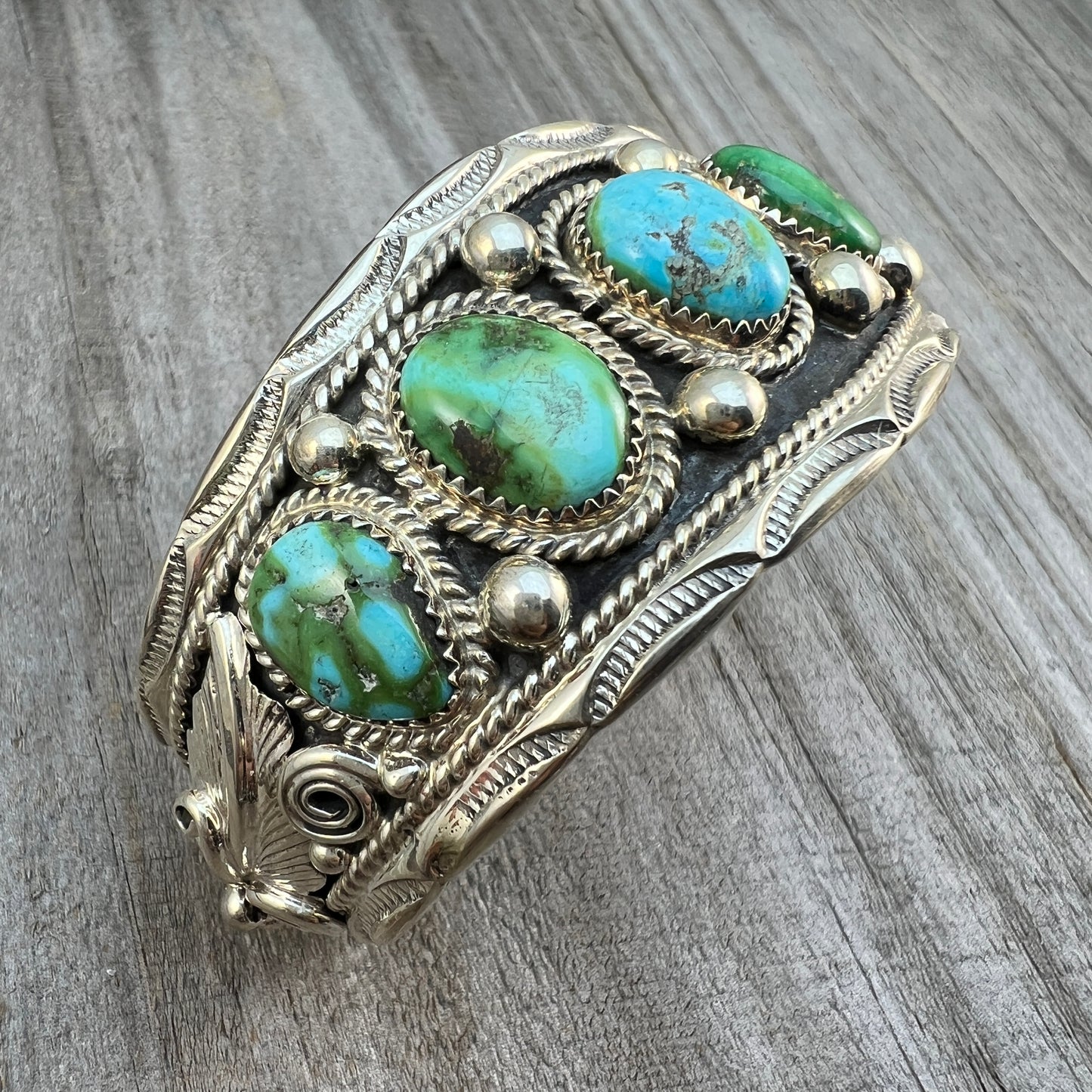 6.75" Sonoran Turquoise Cuff Bracelet, Sterling Silver Navajo Darrell Morgan #6