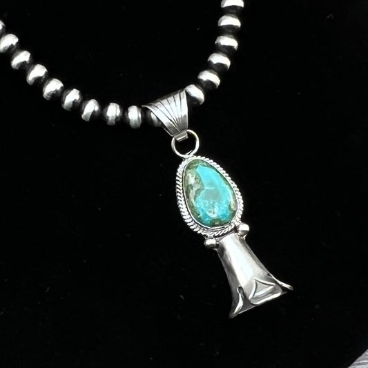 16" sterling silver Sonoran Gold Turquoise squash blossom necklace 5mm beads