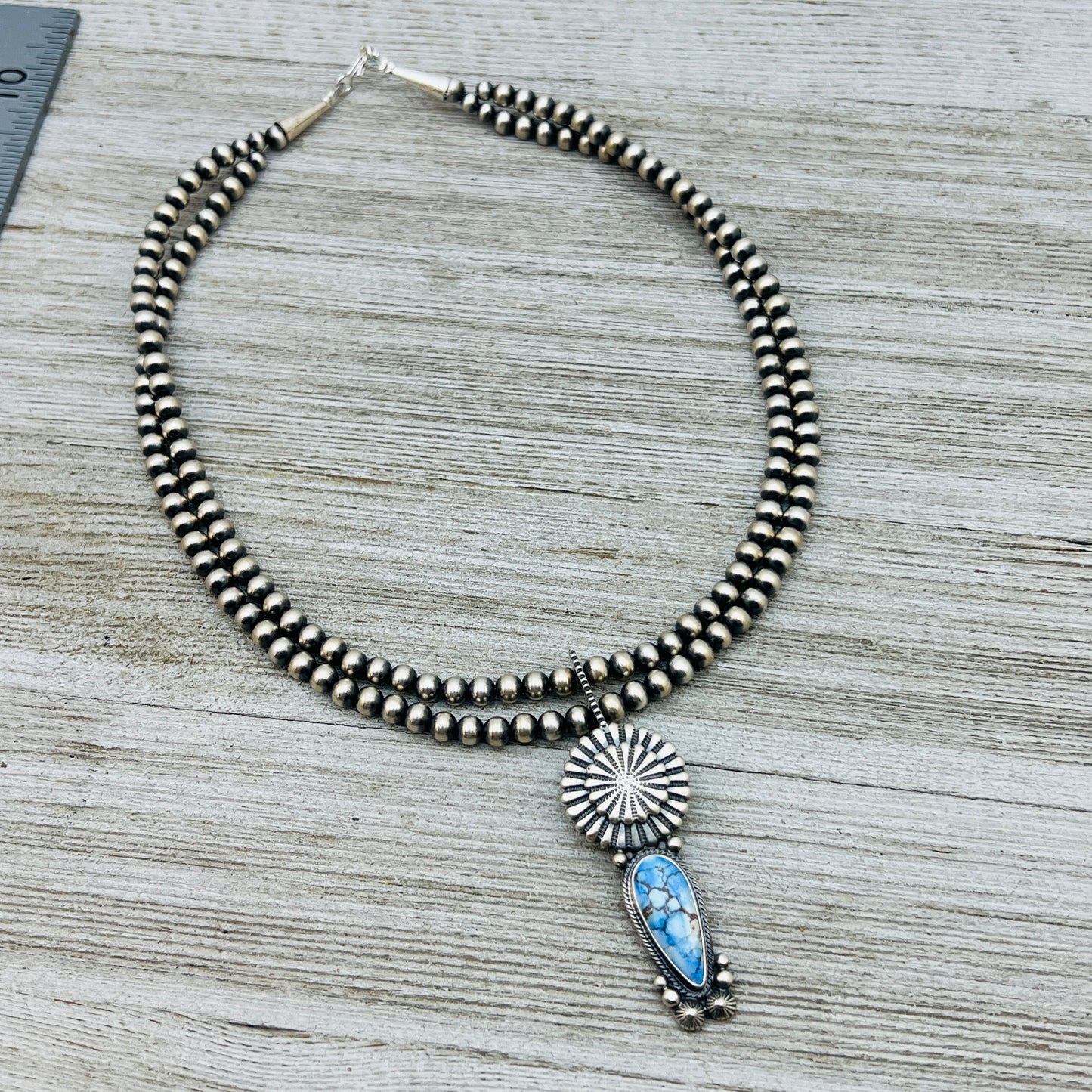 16" Golden Hills Turquoise  Necklace Tom Lewis Sterling silver NK14