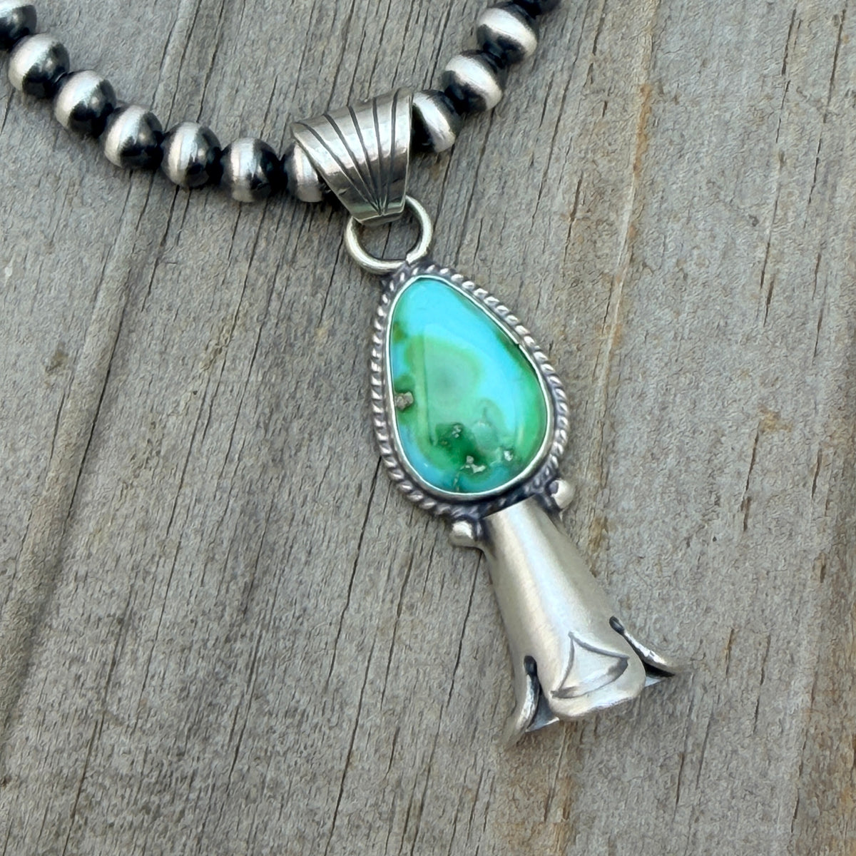 16" Sonoran Turquoise Squash Blossom Necklace Sharon McCarthy Sterling silver NK54