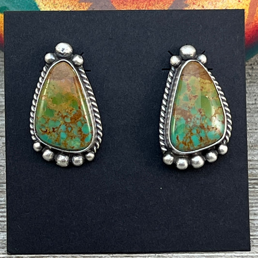Green Royston Turquoise stud earrings sterling silver Elouise Kee
