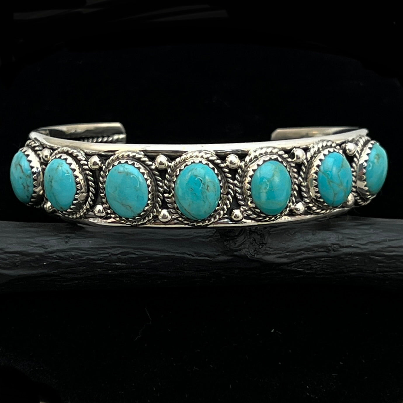 6 3/4" Campitos Turquoise Cuff Bracelet Sterling Silver Verley Betone BR44
