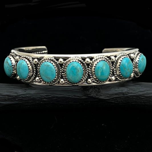 6 3/4" Campitos Turquoise Cuff Bracelet Sterling Silver Verley Betone BR44