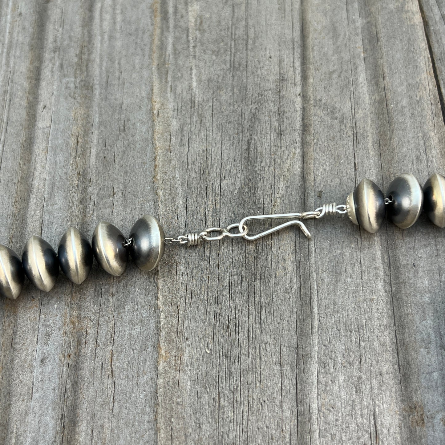 20" Sterling silver Navajo handmade 14mm saucer bead Pearl necklace Bryannen Halwood 693