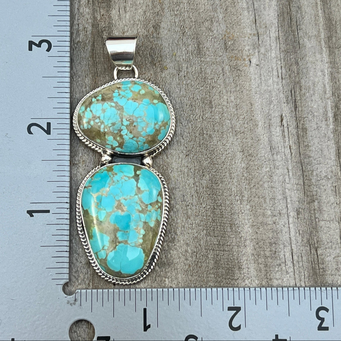Natural #8 turquoise pendant Burt Francisco Sterling Silver Navajo Handmade 573