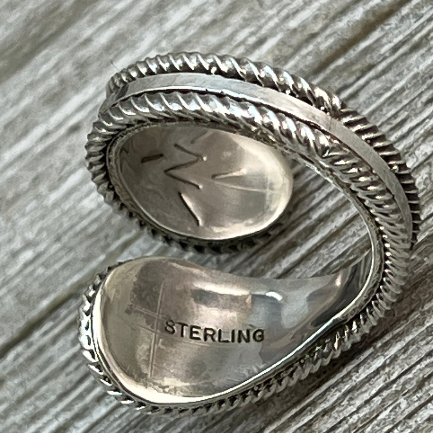 Size 7.5 Light Blue Turquoise Wrap Sterling Silver Ring handmade Kenny Lonjose