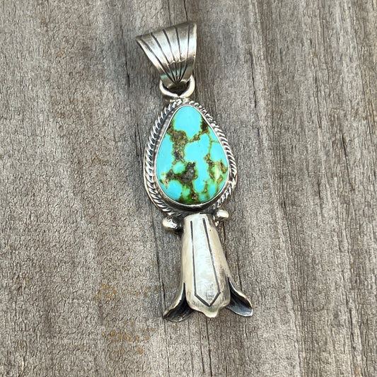 Sonoran Gold Turquoise Squash Blossom Pendant Adrienne Gordon Sterling Silver 505