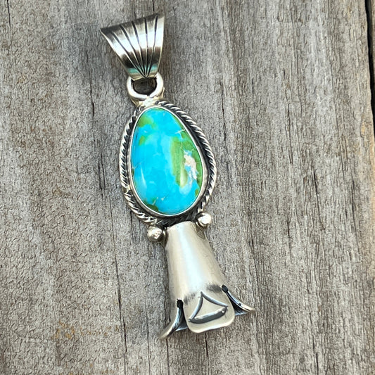 Sonoran Gold Turquoise Squash Blossom Pendant Adrienne Gordon Sterling Silver 504
