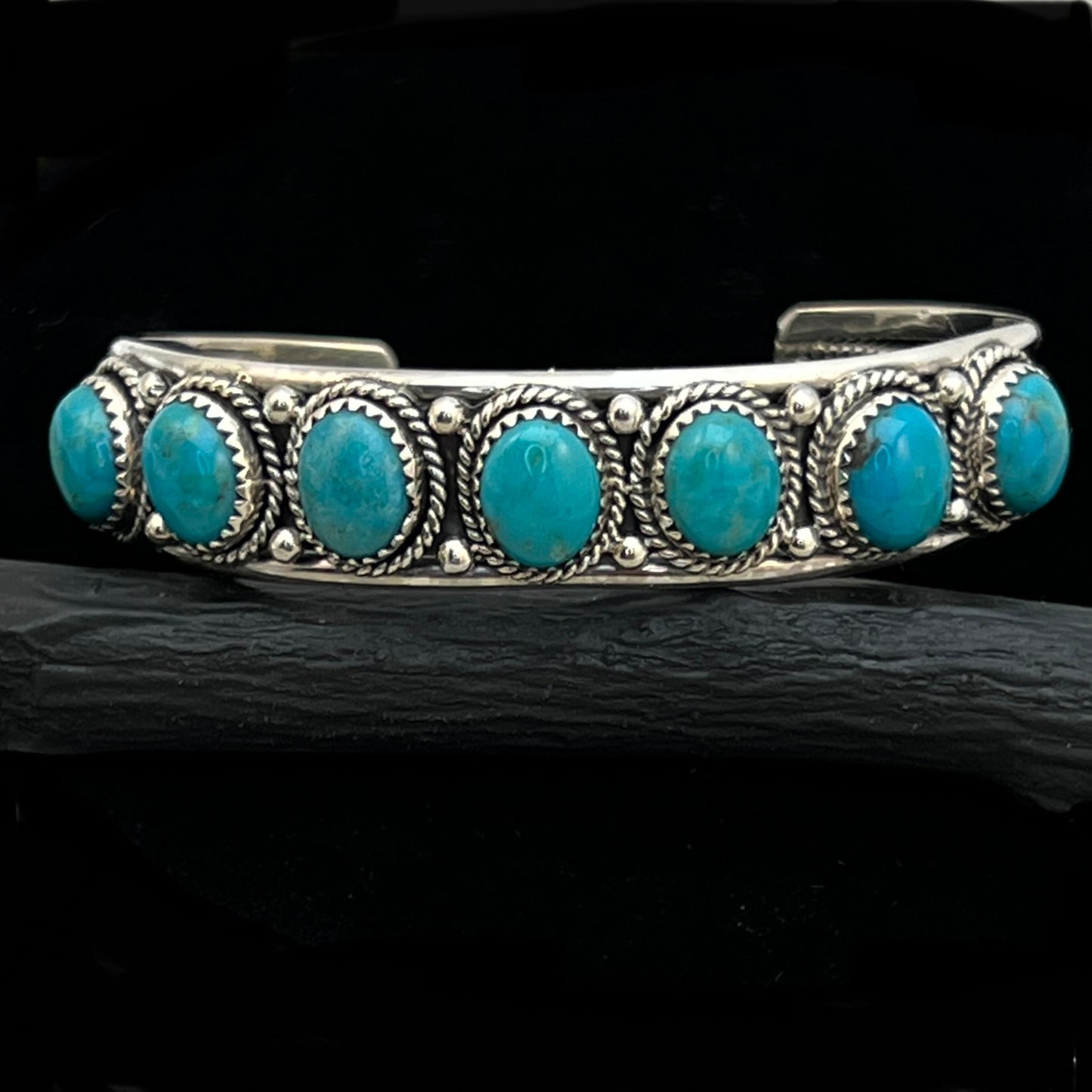6 3/4" Campitos Turquoise Cuff Bracelet Sterling Silver Verley Betone BR42
