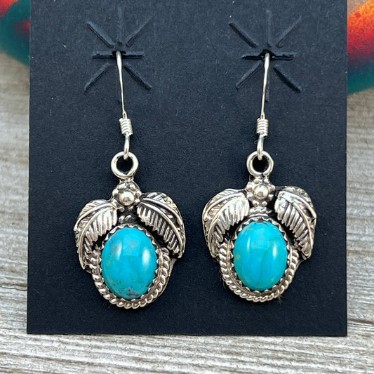 Small Turquoise dangle earrings sterling silver turquoise Sharon McCarthy 414