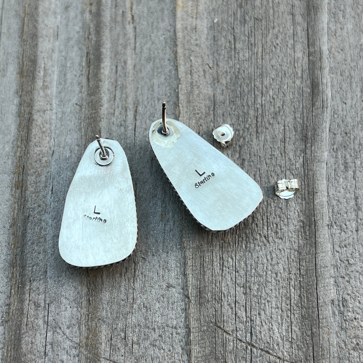 Blue Kingman Turquoise stud earrings sterling silver Trish Largo Navajo 724