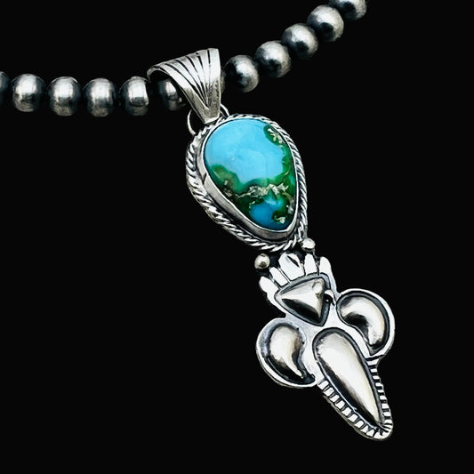 16" Sonoran Gold polychrome Turquoise  Necklace Gary Shorty Sterling Silver NK17