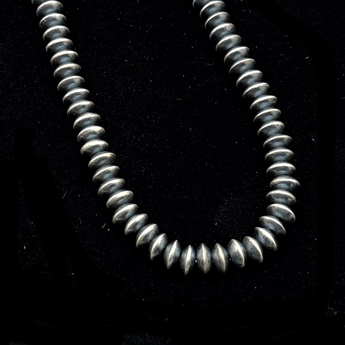 16" Sterling silver Navajo handmade 5mm saucer bead Pearl necklace Bryannen Halwood