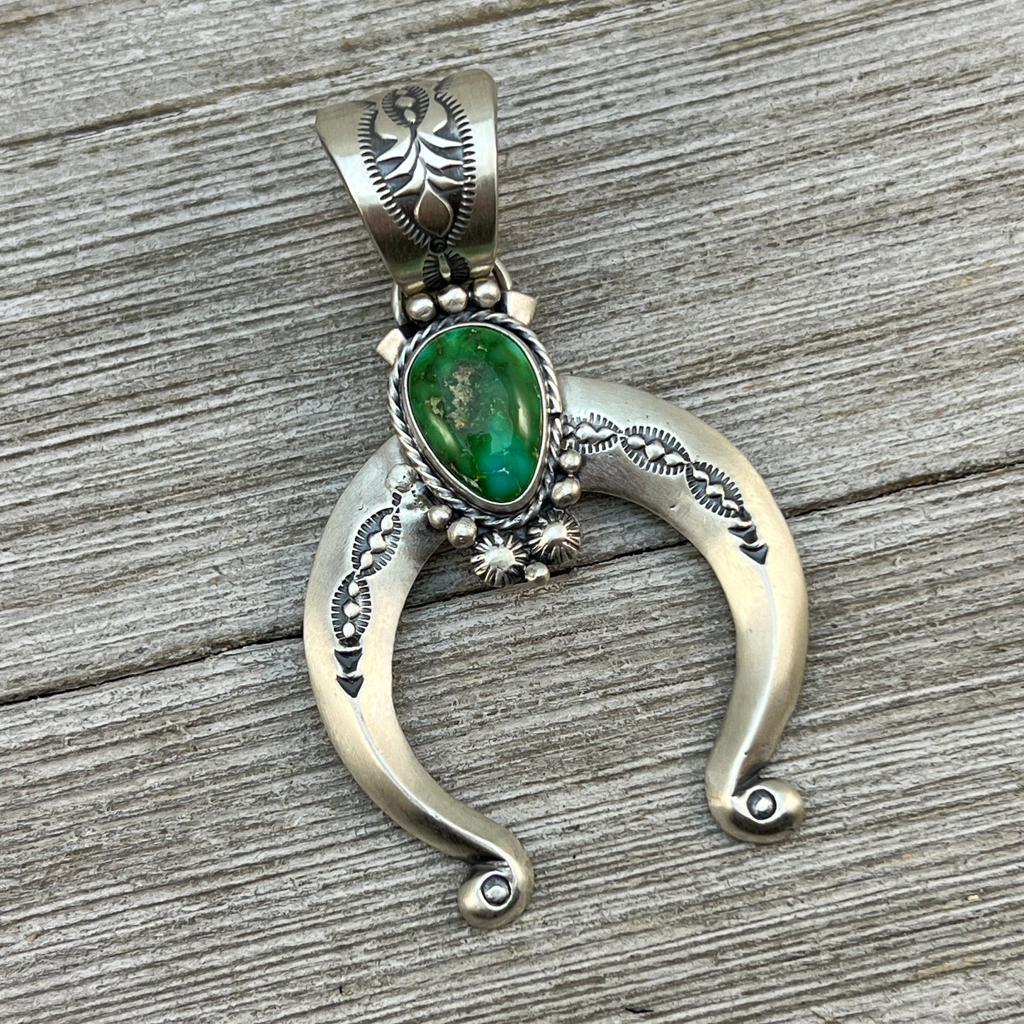 Sonoran Gold Turquoise Naja Pendant Samuel Yellowhair Sterling Silver 606