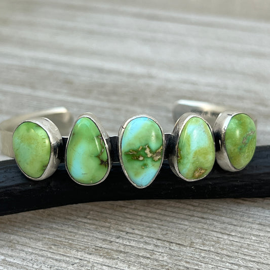 6 1/4" Sonoran Gold Turquoise Cuff Bracelet Sterling silver Navajo Tom Lewis boho