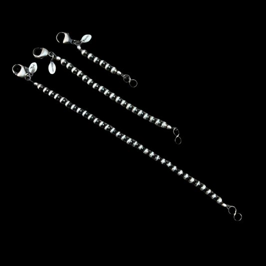 Sterling silver oxidized 4mm Bead extension Chain, Necklacer Extender, Southwest Pearls