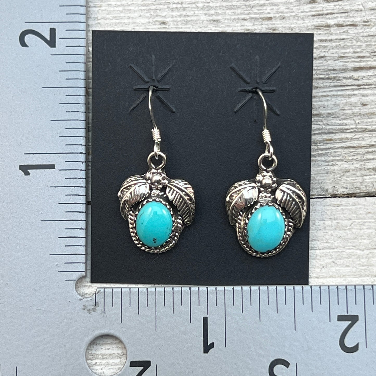Small Turquoise dangle earrings sterling silver turquoise Sharon McCarthy 415