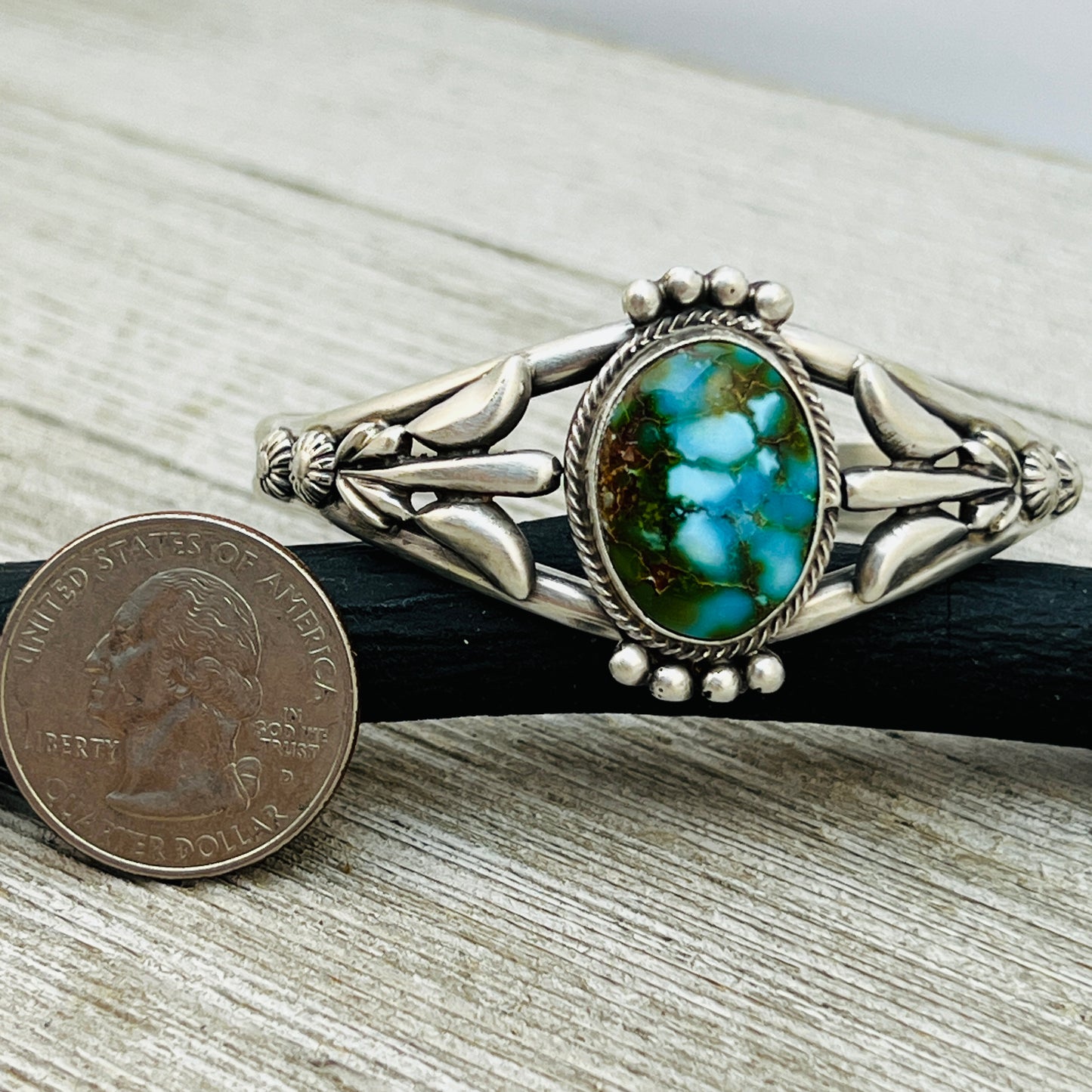 6 1/4" Kingman polychrome Turquoise cuff bracelet sterling silver Bobby Platero BR15