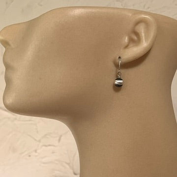 8mm Sterling Silver Oxidized Pearl Earrings, Southwest Silver beads, Simple Style Minimalist