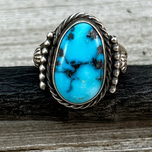 Size 7 Blue Kingman Turquoise Sterling Silver Ring Samuel Yellowhair Navajo