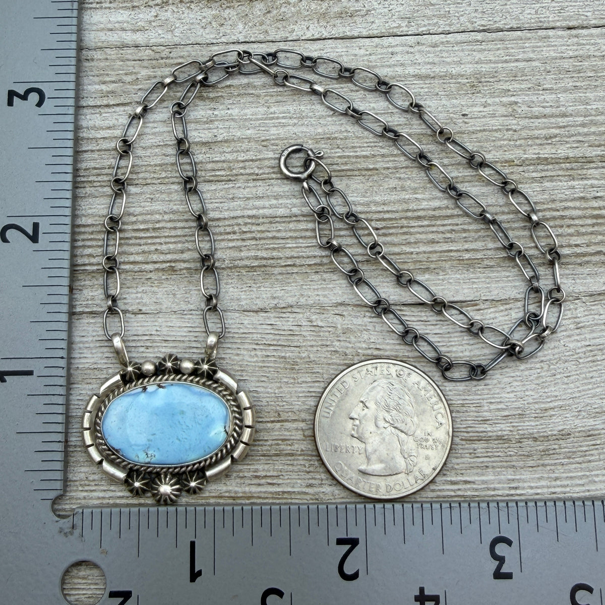 Golden Hills turquoise station necklace Sterling Silver Navajo Samuel Yellowhair NK31