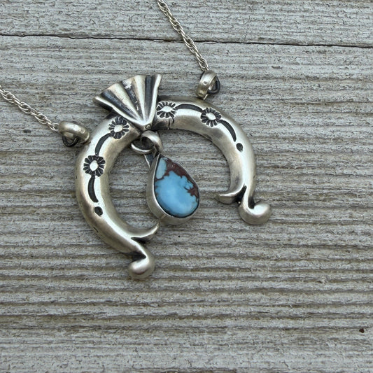 20" Golden Hills Turquoise Naja Necklace Sterling Silver Gary Shorty NK48