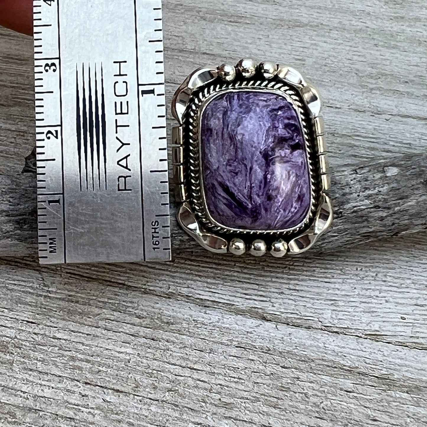 Size 8 Charoite sterling silver handmade ring #11 Navajo Samuel Yellowhair