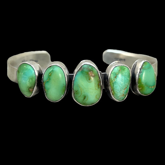 6 1/4" Sonoran Gold Turquoise Cuff Bracelet Sterling silver Navajo Tom Lewis 369 boho
