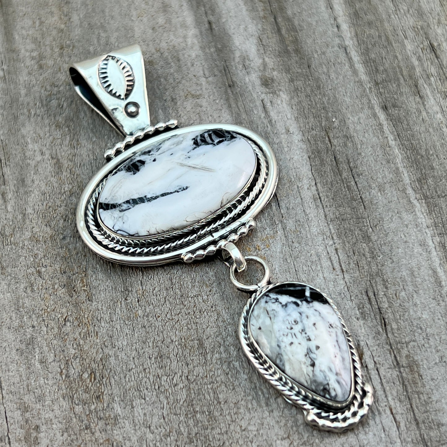 White Buffalo Pendant Sterling silver Navajo Handmade Mike Smith 517