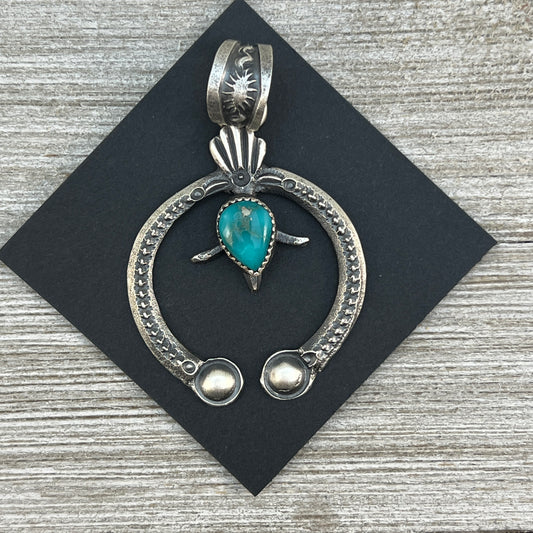 Tufa Cast Naja pendant #2 sterling silver turquoise Navajo Eva and Linberg Billah