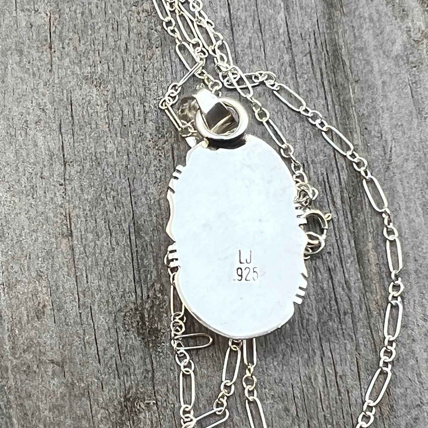 18" Sterling silver #8 Spiderweb turquoise necklace pendant Lucy Valencia Navajo 621