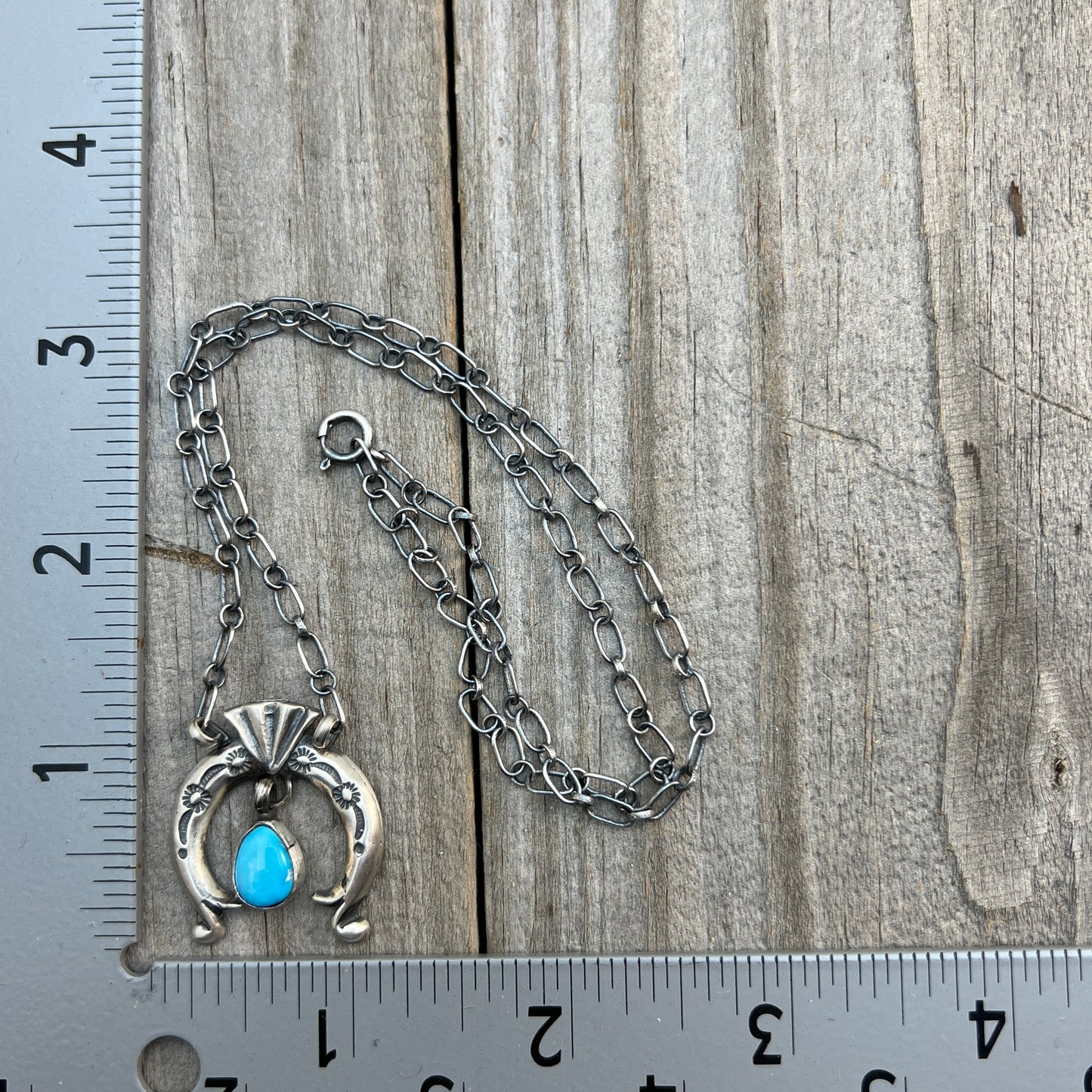 18 1/2" Blue Kingman Turquoise Naja Necklace Sterling silver Navajo Annette Chiquito 706